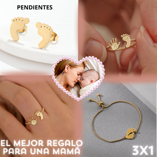 Anillo + Pendientes + Pulsera "Pasitos de amor" |OFERTA 3X1